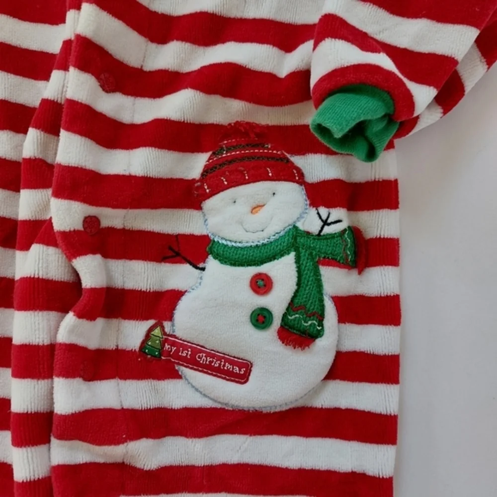 Peppermint Stripe Snowman Christmas Sleeper Size 6 Months Carter's Footie‎ Pjs